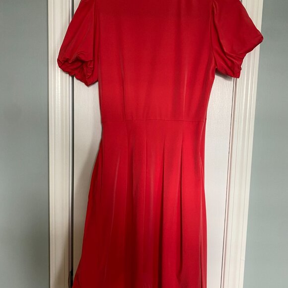 Tristan Red Fit & Flare Puff Sleeve Wrap Dress – Size S/P - Picture 3 of 10